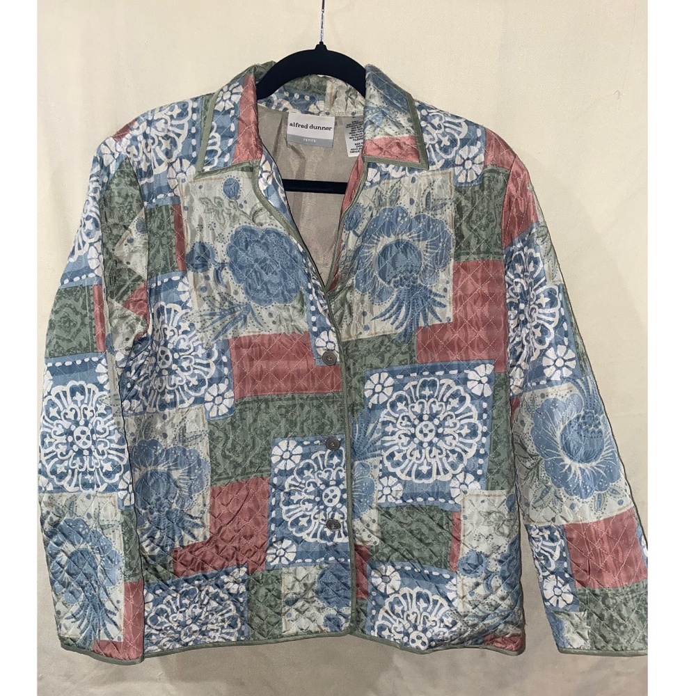 Alfred Dunner Quilted Jacket Patchwork 100% Silk - image 1